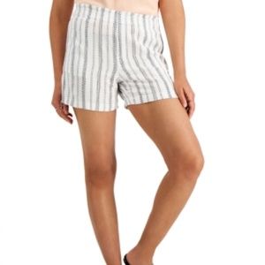 Style & Co Womens Small Medium Pull-On Shorts White Navy Blue Stripe Rayon Linen